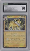 Jolteon from the 2025 Pokemon SV set featuring a Prismatic Evolutions Poster Collection parallel graded by CSG and given an overall grade of 10.