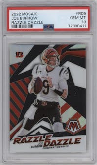 Joe Burrow  from the 2022 Panini Mosaic set graded by PSA and given an overall grade of 10.