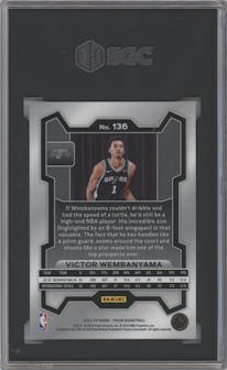 Victor Wembanyama from the 2023-24 Panini Prizm set graded by SGC and given an overall grade of 9.5.
