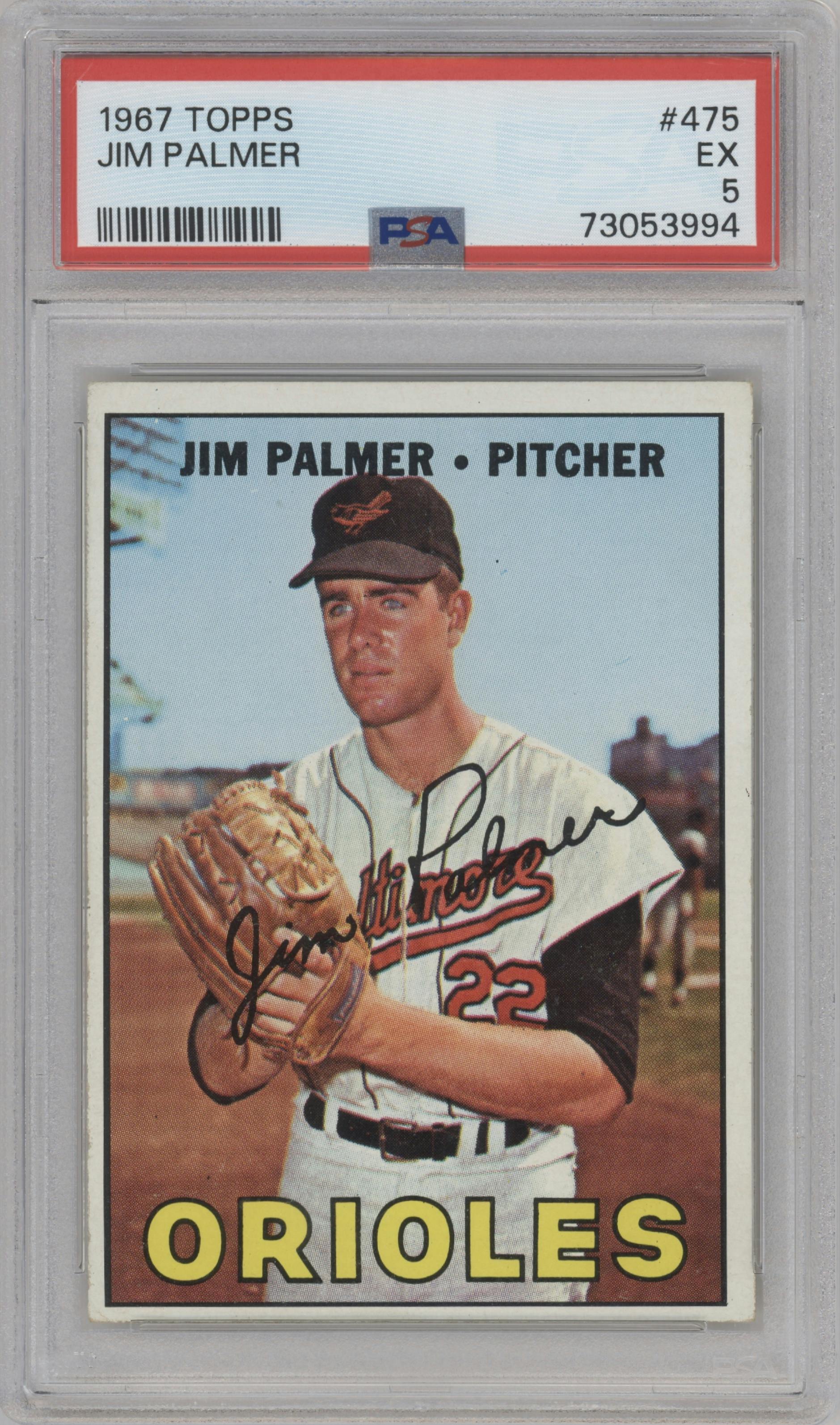 Jim Palmer from the 1967 Topps set graded by PSA and given an overall grade of 5.