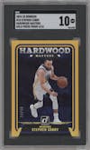 Stephen Curry from the 2024-25 Panini Donruss set featuring a Gold Press Proof  parallel graded by SGC and given an overall grade of 10.