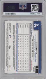 Shohei Ohtani from the 2025 Topps set featuring a Black Foil parallel graded by PSA and given an overall grade of 9.