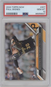 Paul Skenes from the 2024 Topps Now set graded by PSA and given an overall grade of 10.