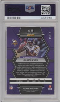 Randy Moss from the 2023 Panini Mosaic set featuring a Pink Swirl parallel graded by PSA and given an overall grade of 10.