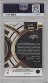 Victor Wembanyama from the 2023-24 Panini Select  set featuring a Green Shock Prizm parallel graded by PSA and given an overall grade of 10.