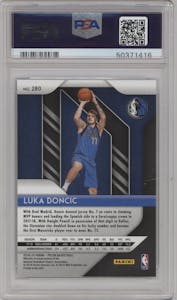 Luka Doncic from the 2018-19 Panini Prizm set graded by PSA and given an overall grade of 10.