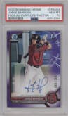 Jorge Barrosa from the 2022 Bowman Chrome set featuring a Purple Ref. parallel graded by PSA and given an overall grade of 10.
