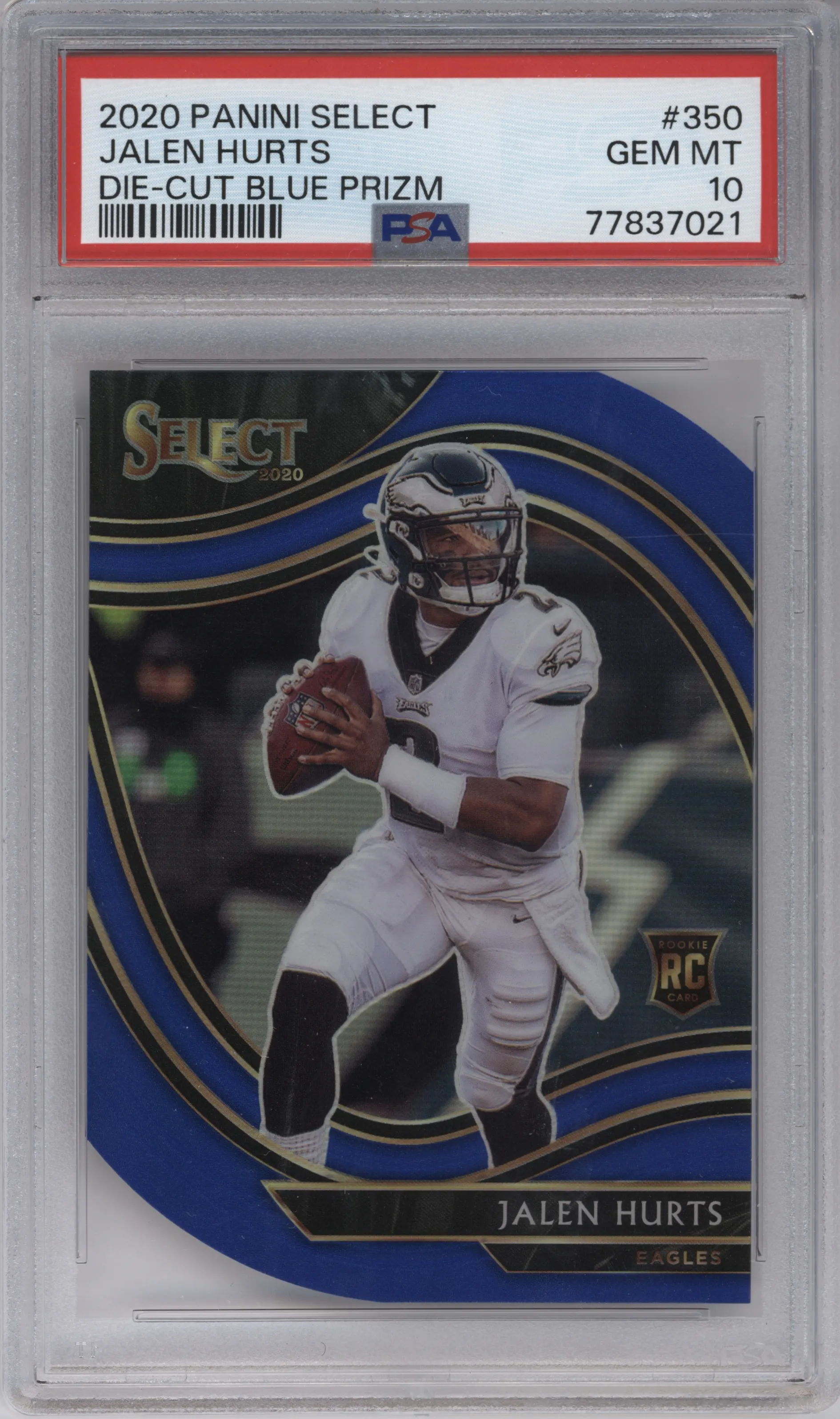 2020 Panini Select Field Lvl. Jalen Hurts Die-Cut Blue #350 PSA 10