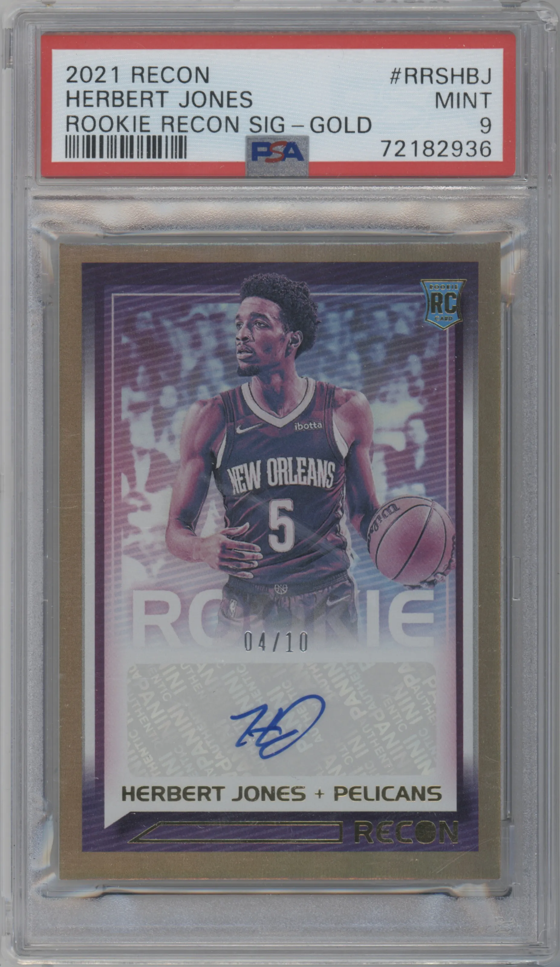 2021 Panini Recon Rke.Recon Sig. Herbert Jones Gold #RRS-HBJ PSA 9