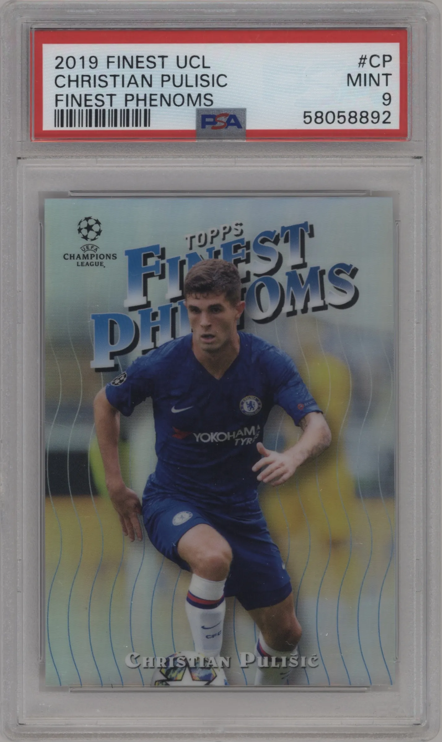 2019 Topps Finest UEFA Champions League Finest Phenoms Christian Pulisic #FP-CP PSA 9