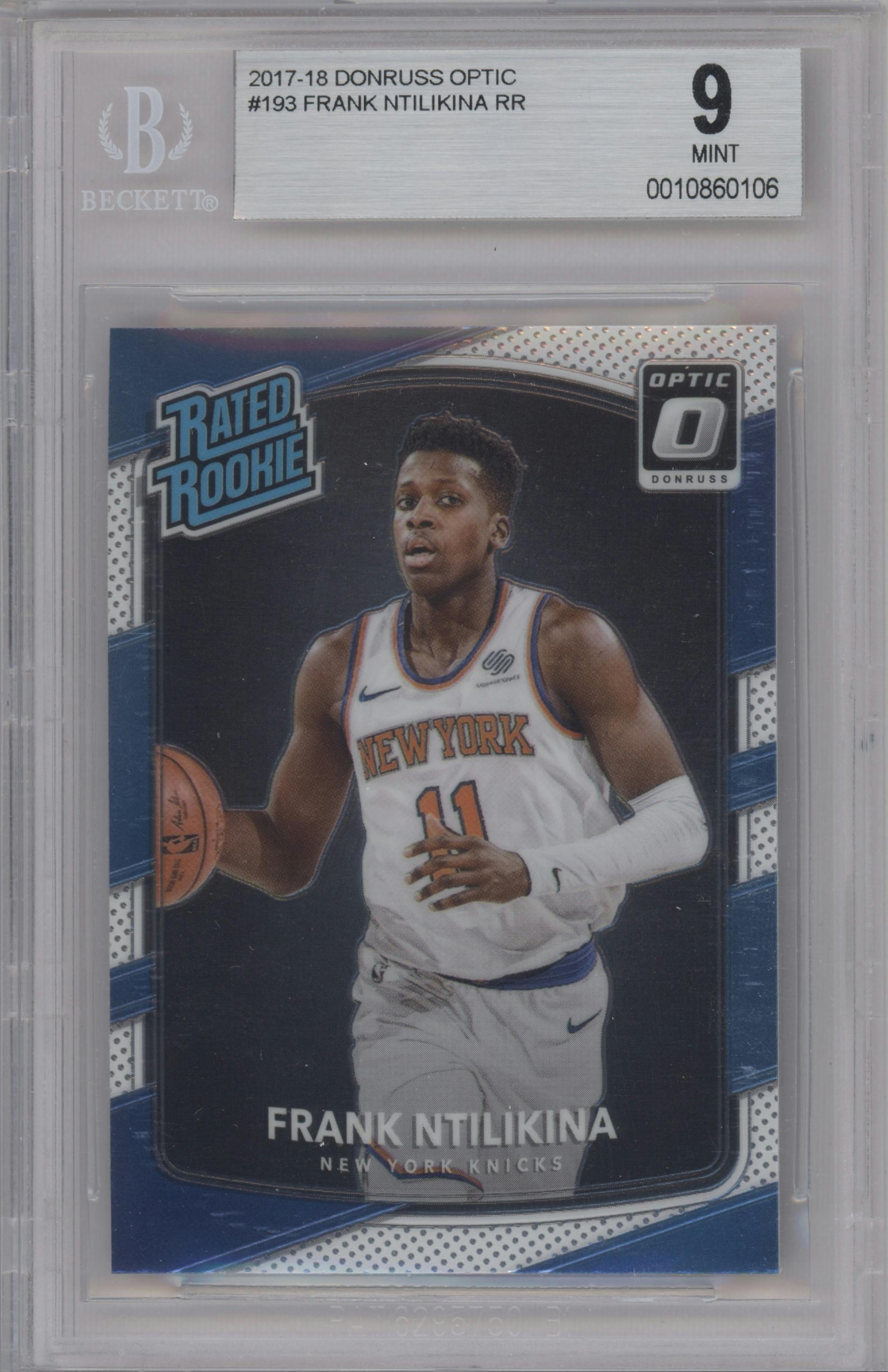 Frank Ntilikina from the 2017-18 Panini Donruss Optic set graded by Beckett and given an overall grade of 9.