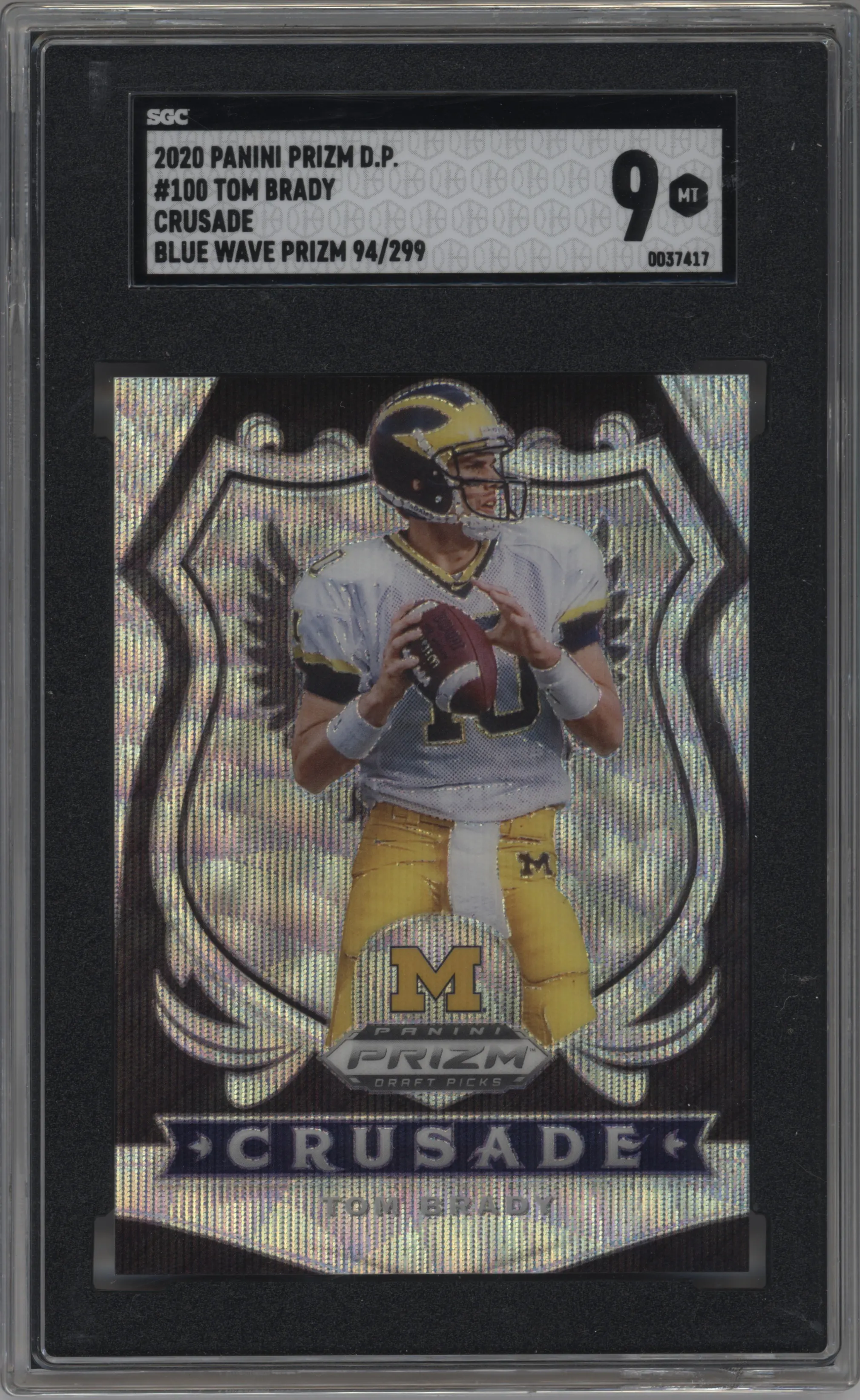 2020 Panini Prizm Draft Picks Tom Brady Blue Wave #100 SGC 9