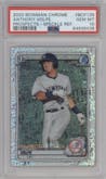 Anthony Volpe from the 2020 Bowman set featuring a Speckle Refractor parallel graded by PSA and given an overall grade of 10.