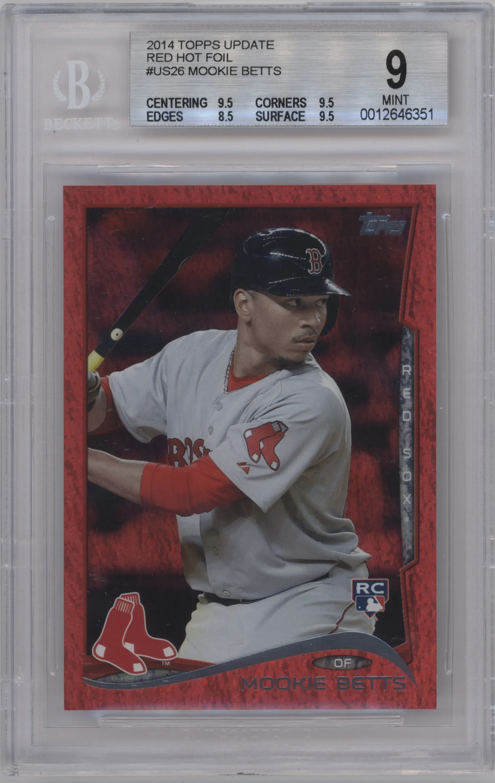 2014 Topps Update Mookie Betts Red Hot Foil BGS 9