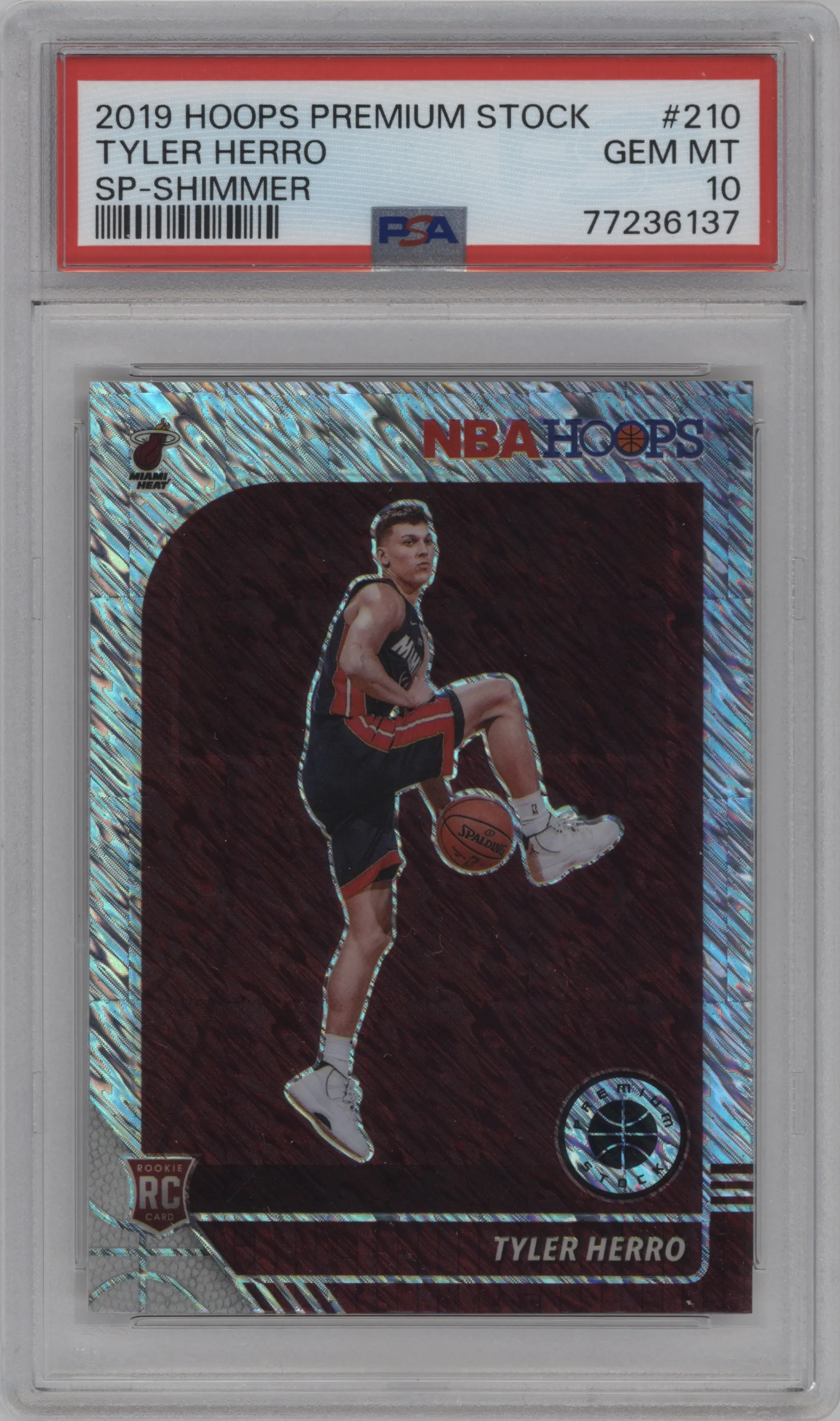 2019 Panini Hoops Premium Stock Variation Tyler Herro Shimmer #210 PSA 10