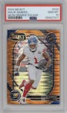 Malik Nabers from the 2024 Panini Select set featuring a Neon Orange Pulsar parallel graded by PSA and given an overall grade of 10.