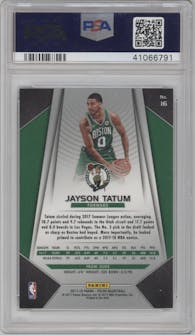 Jayson Tatum from the 2017-18 Panini Prizm  set graded by PSA and given an overall grade of 10.
