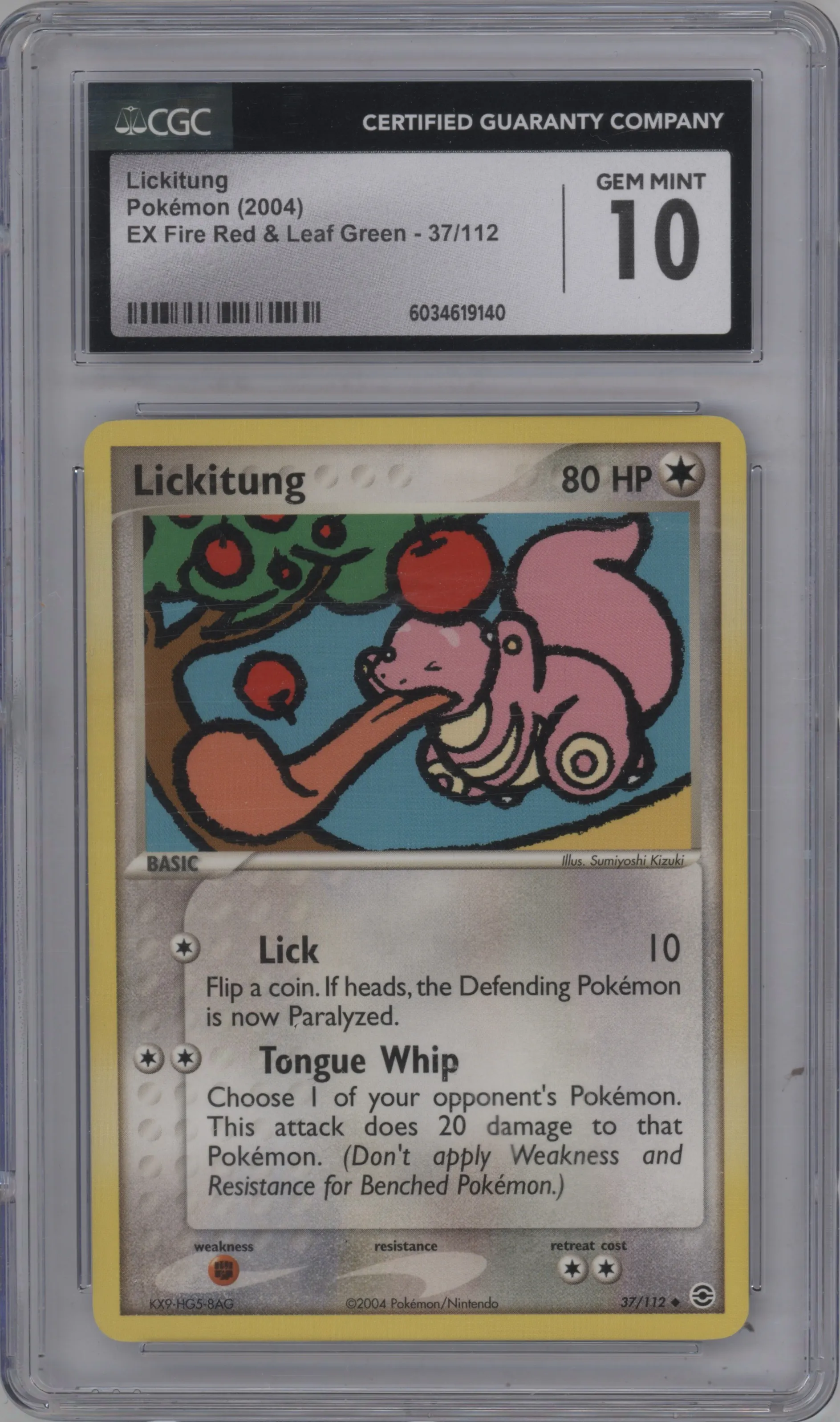 2004 Pokemon EX FR & LG Lickitung #37 CGC 10