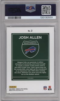 Josh Allen from the 2024 Donruss Optic set graded by PSA and given an overall grade of 9.