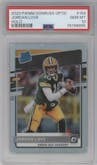 Jordan Love from the 2020 Panini Donruss Optic set featuring a Holo parallel graded by PSA and given an overall grade of 10.