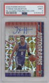 Tyrese Haliburton from the 2020-21 Panini Mosaic set featuring a Choice Red & Yellow Fusion parallel graded by PSA and given an overall grade of 9.