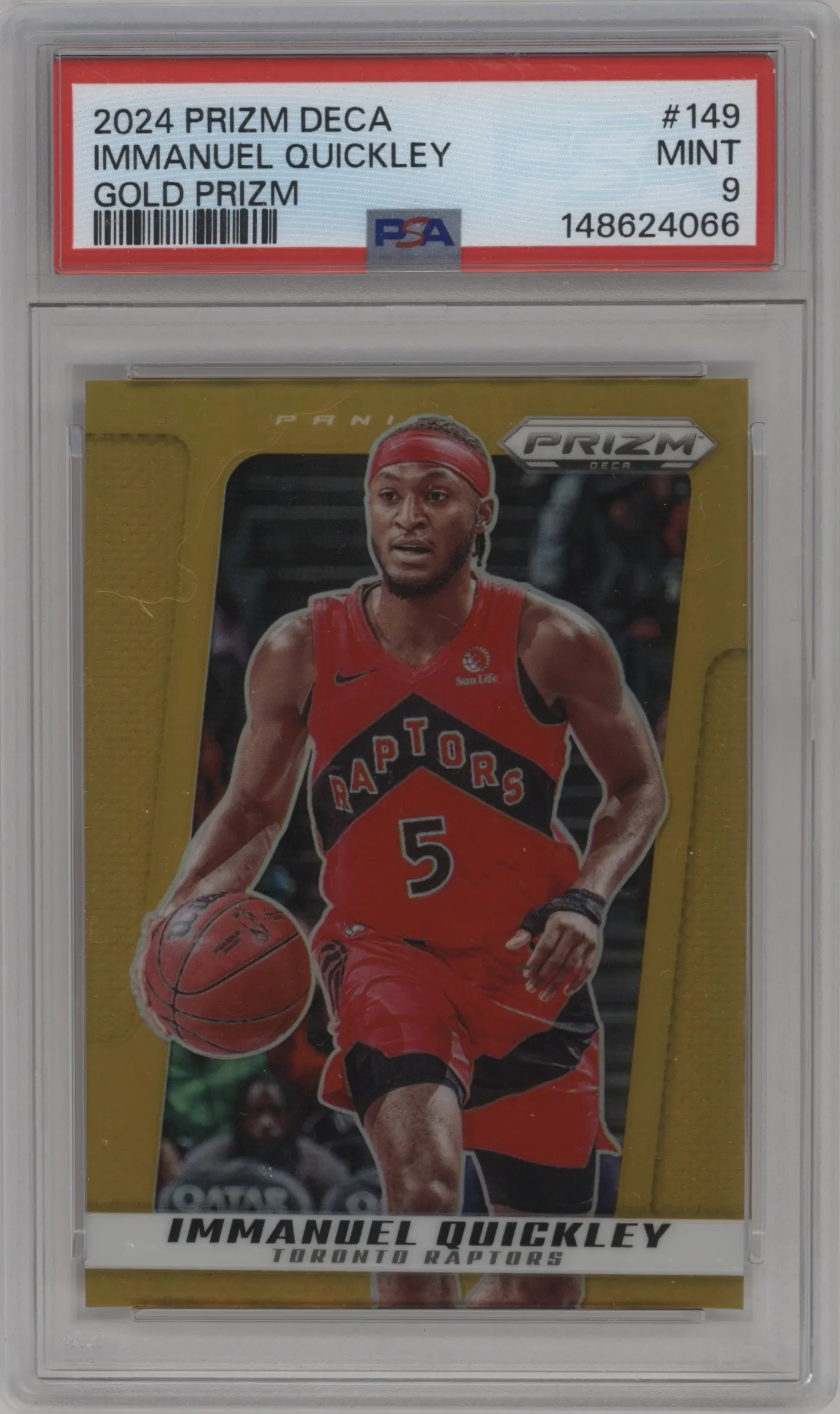 2024 Panini Prizm Deca Immanuel Quickley Gold Prizm #149 PSA 9