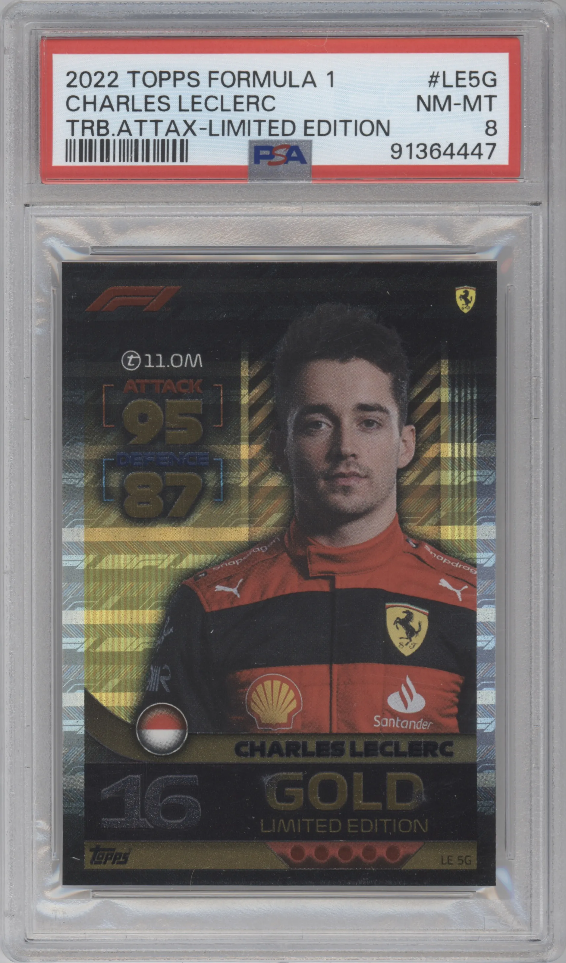 2022 Topps Turbo Attax F1 Limited Edition Charles Leclerc Gold PSA 8