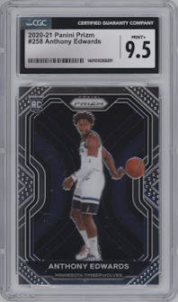 Anthony Edwards from the 2020-21 Panini Prizm set graded by CSG and given an overall grade of 9.5.