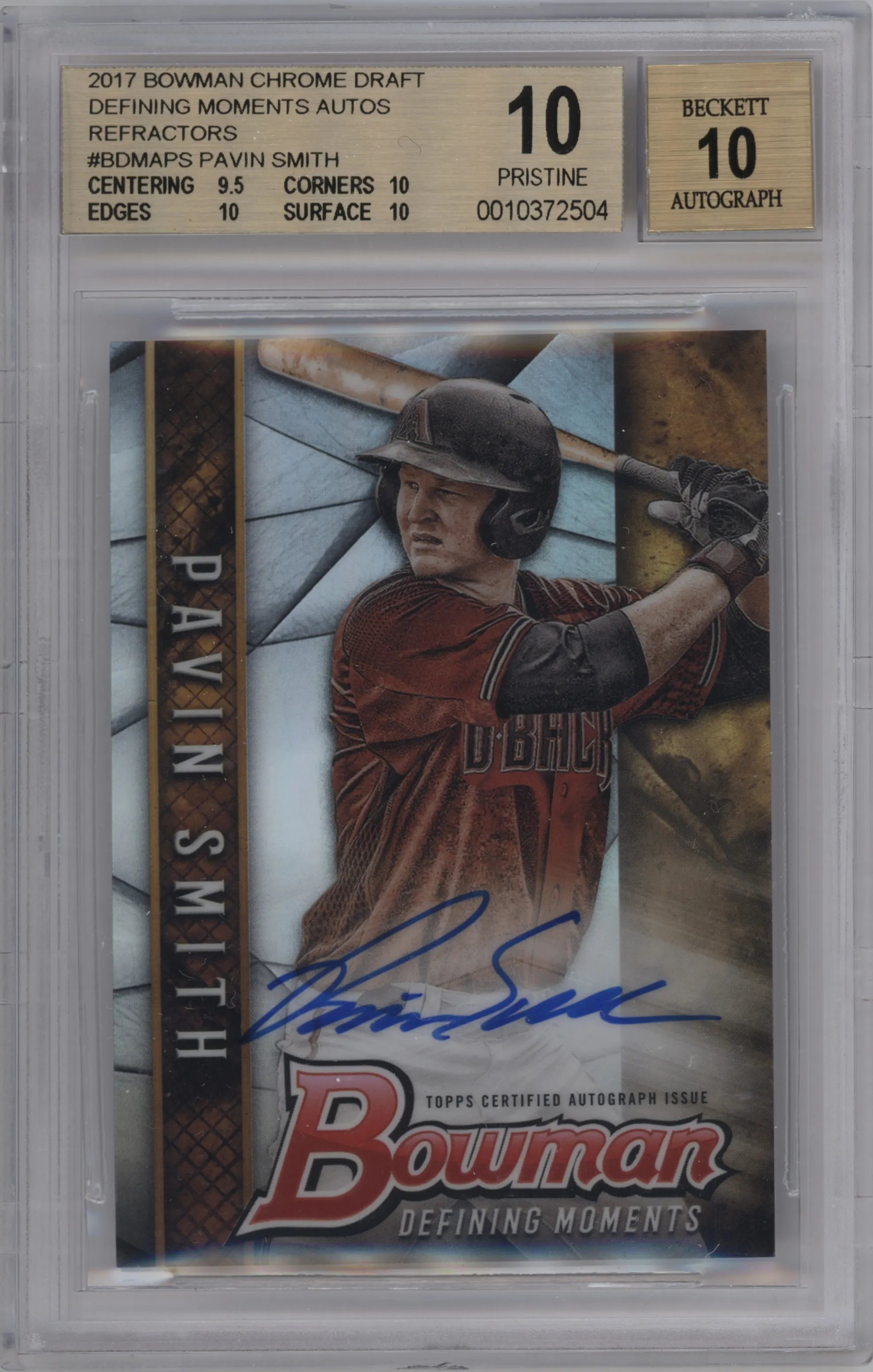 2017 Bowman Draft Def.Mom.Auto Pavin Smith BGS 10