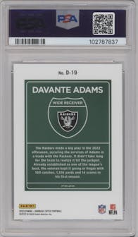 Davante Adams from the 2023 Donruss Optic set graded by PSA and given an overall grade of 9.