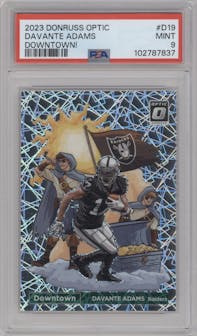 Davante Adams from the 2023 Donruss Optic set graded by PSA and given an overall grade of 9.