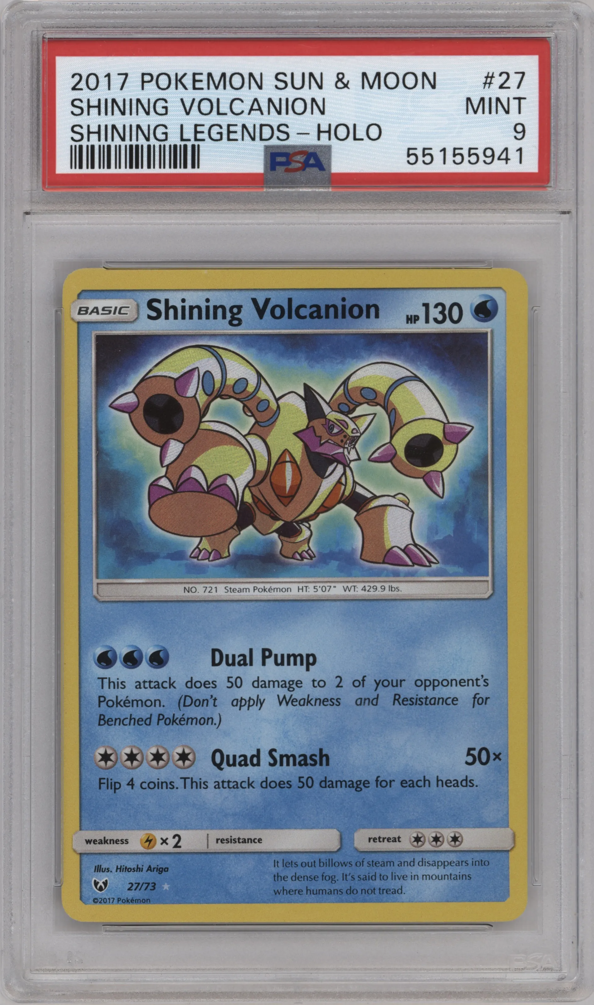 2017 Pokemon S&M Shining Legends Shining Volcanion #27 PSA 9