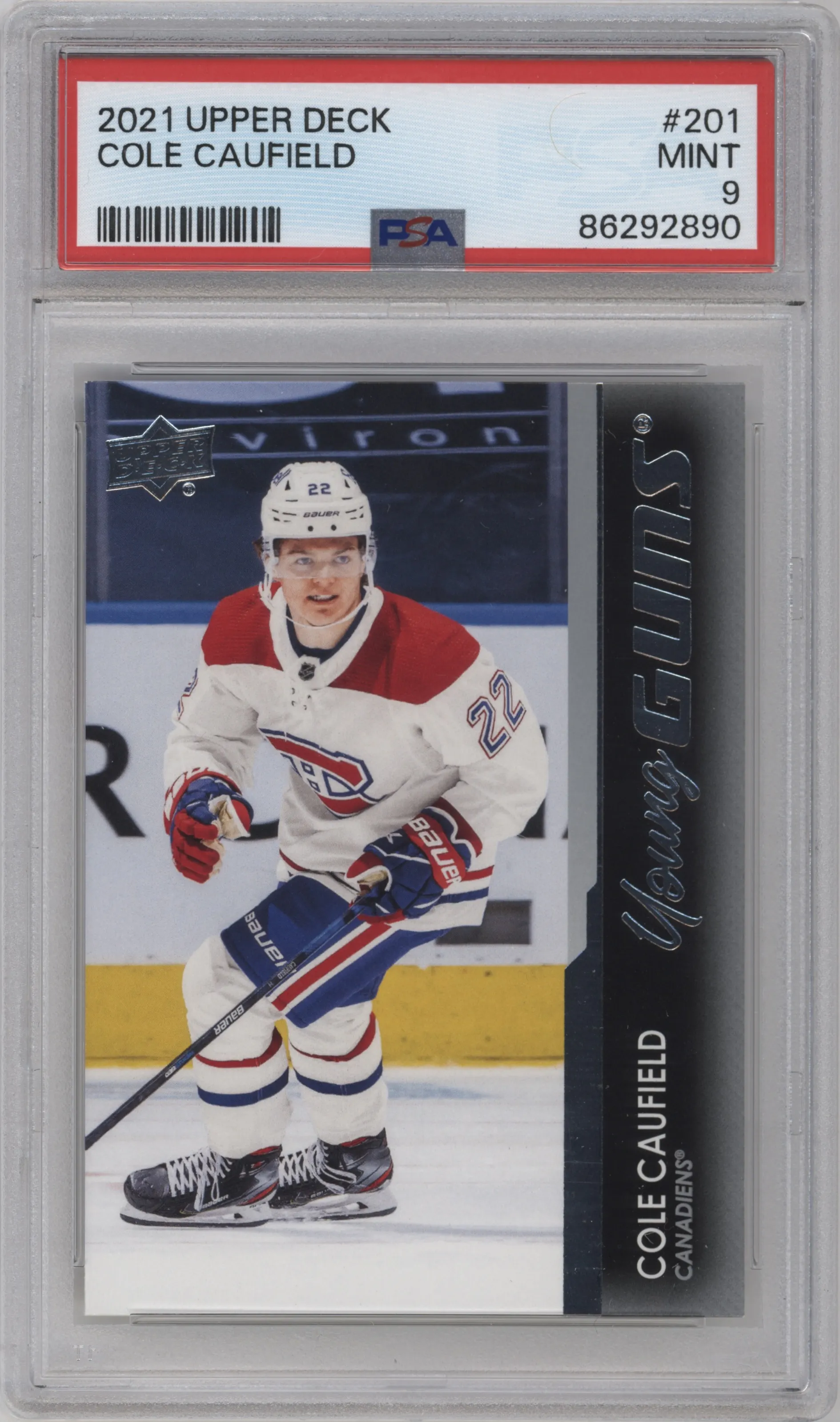 2021 Upper Deck Series 1 Young Guns Cole Caufield #201 PSA 9