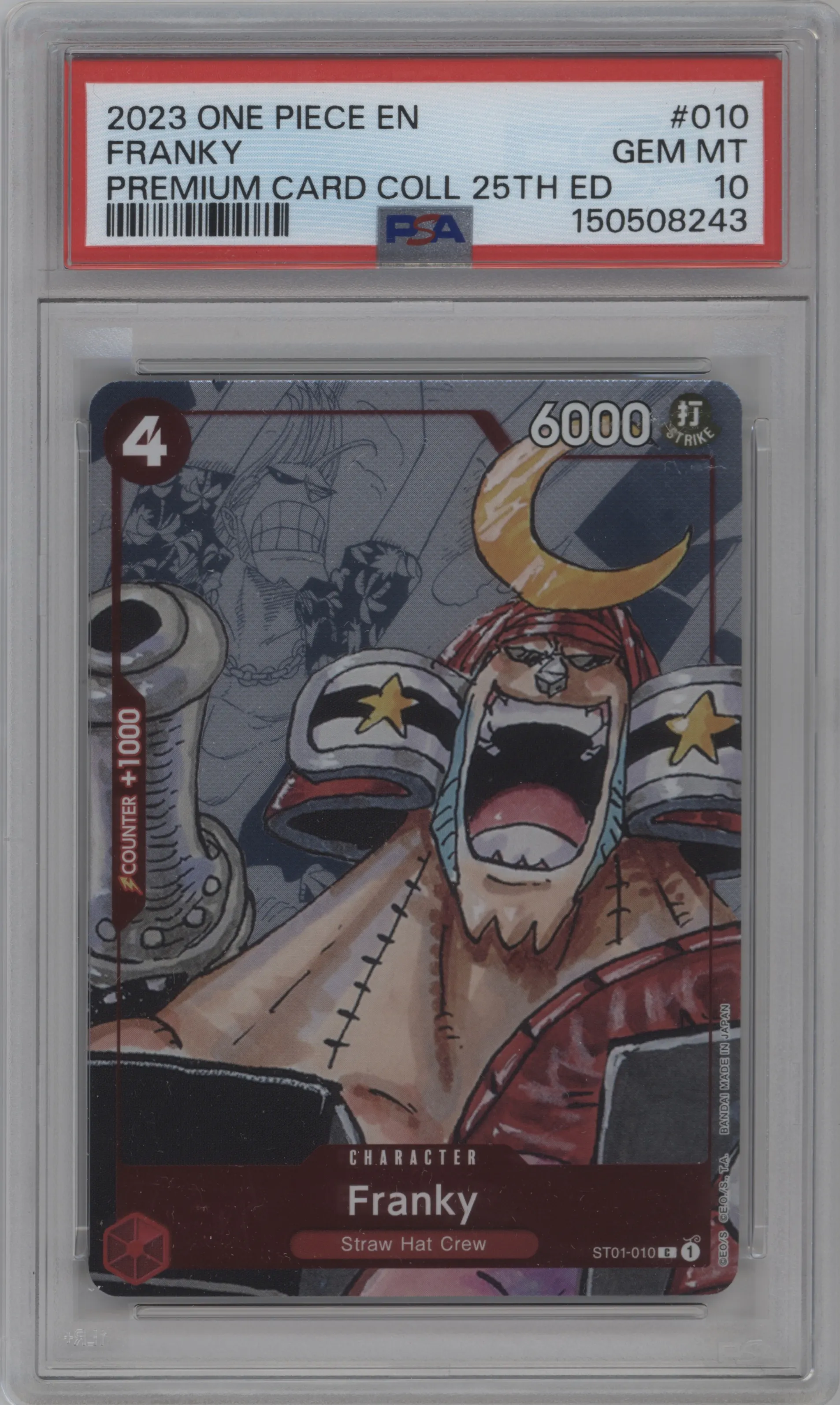 2023 One Piece Premium Collection 25th Ed. Franky C #ST01-010 C PSA 10
