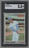 Ernie Banks from the 1970 Topps set graded by SGC and given an overall grade of 5.5.