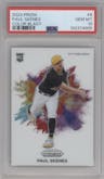 Paul Skenes from the 2024 Panini Prizm set graded by PSA and given an overall grade of 10.