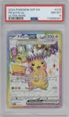 Pikachu ex from the 2024 Pokemon SV set graded by PSA and given an overall grade of 8.