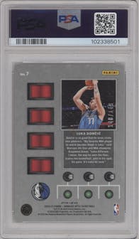 Luka Doncic from the 2022-23 Panini Donruss Optic  set featuring a Lime Green parallel graded by PSA and given an overall grade of 10.
