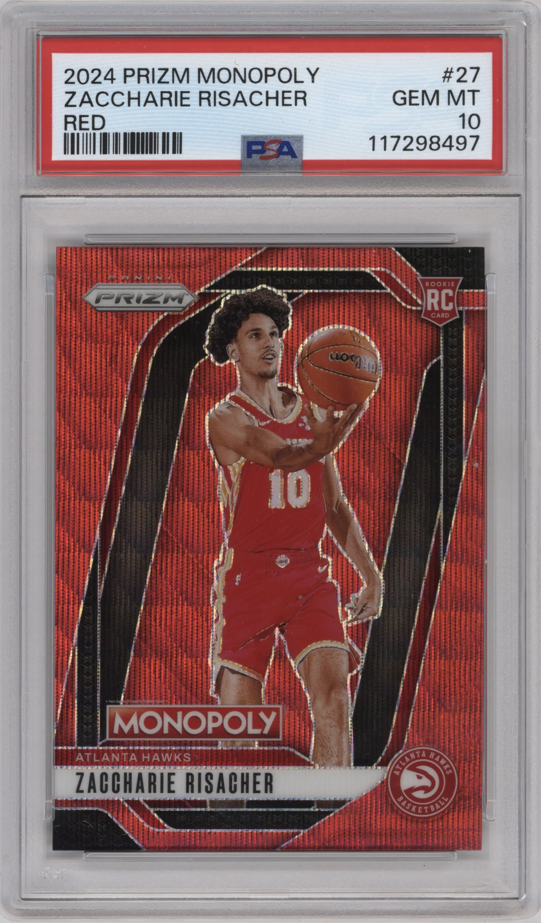 2024 Panini Prizm Monopoly Zaccharie Risacher Red PSA 10