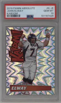 John Elway from the 2019 Panini Absolute set graded by PSA and given an overall grade of 10.