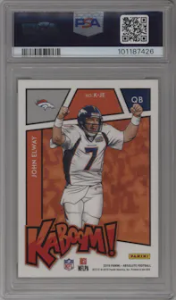John Elway from the 2019 Panini Absolute set graded by PSA and given an overall grade of 10.