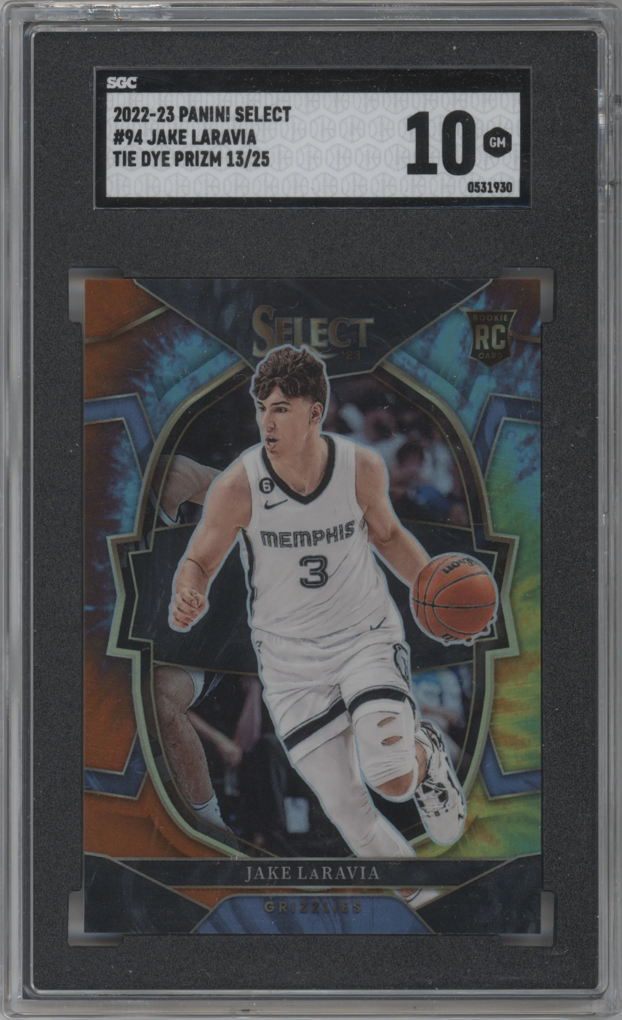 2022 Panini Select Jake LaRavia Tie-Dye #94 SGC 10
