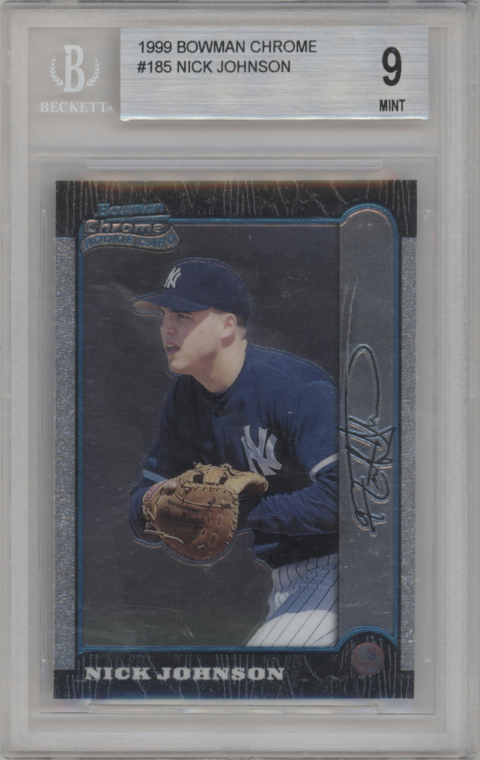 Nick Johnson from the 1999 Bowman Chrome set graded by Beckett and given an overall grade of 9.