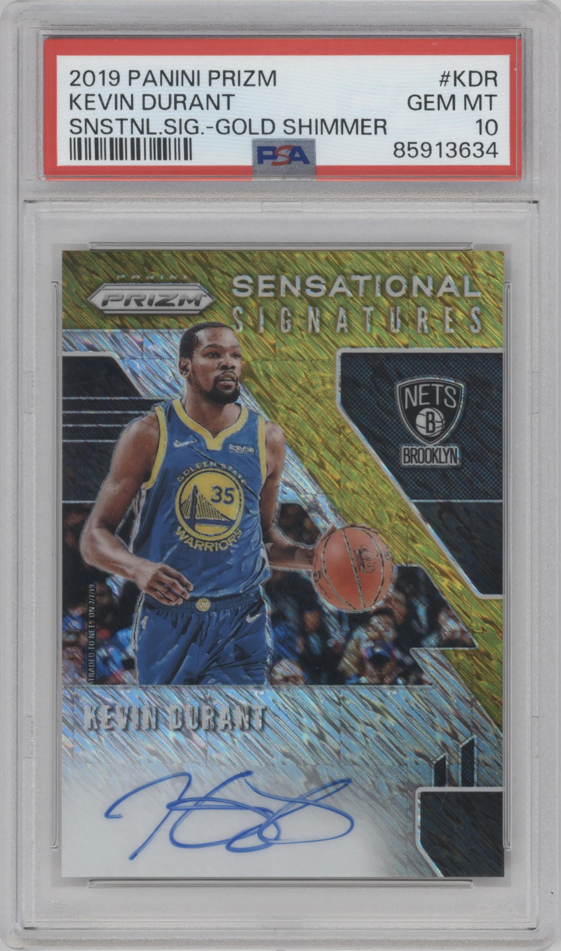 2019 Panini Prizm Sen.Sig. Kevin Durant Gold Shimmer #SS-KDR PSA 10