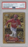 Jordan Walker from the 2023 Topps Gilded Collection set featuring a Mini-Diamond Gold Etch parallel graded by PSA and given an overall grade of 10.
