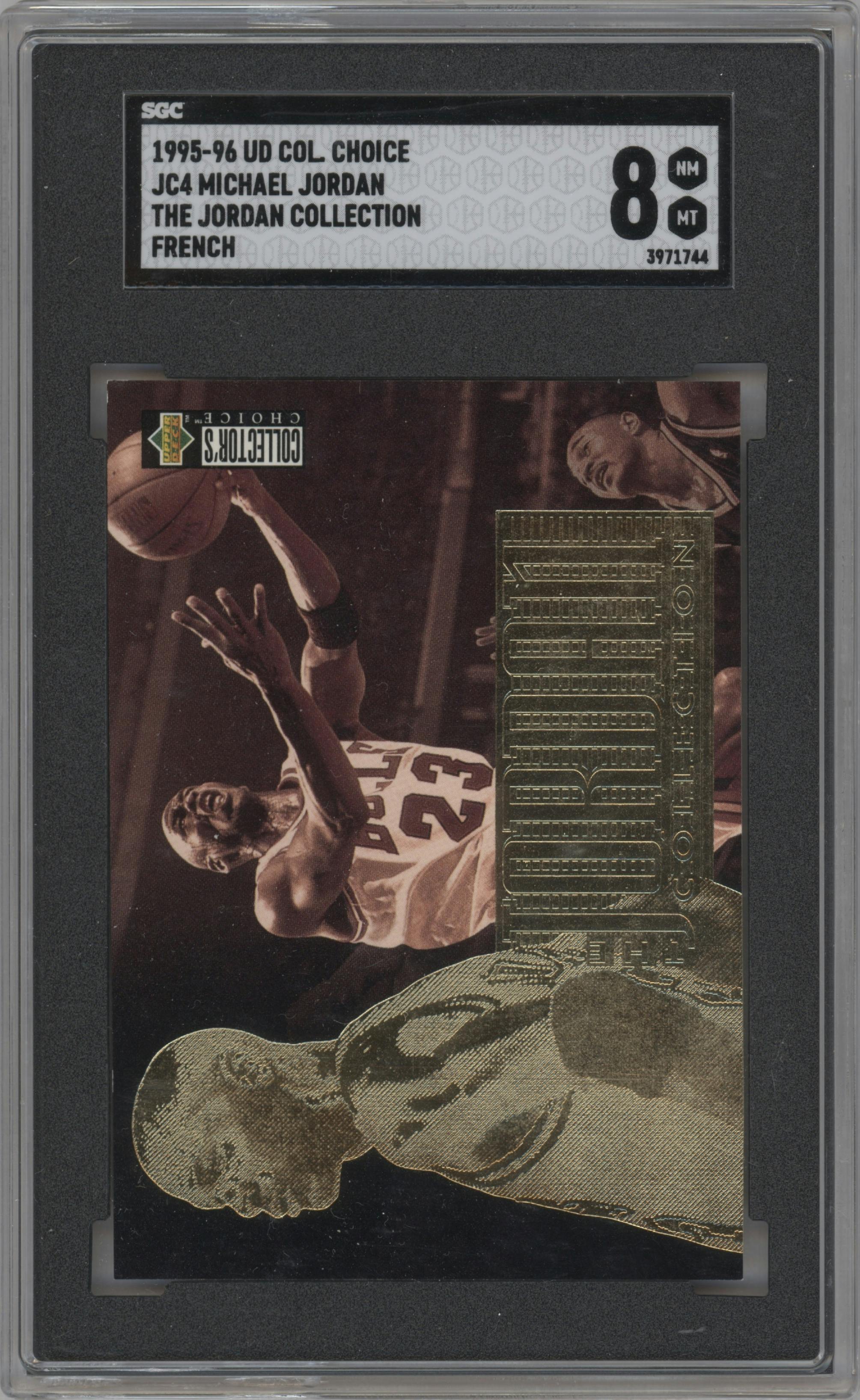 Michael Jordan from the 1995-96 Collector's Choice French II set graded by SGC and given an overall grade of 8.