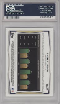 Trea Turner from the 2014 Bowman Draft  set featuring a Refractor parallel graded by PSA and given an overall grade of 10.