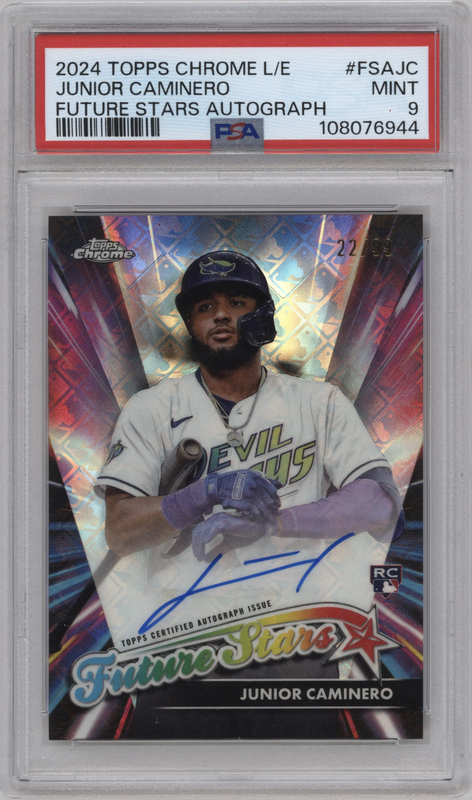 2024 Topps Chrome Logofractor Future Stars Auto Junior Caminero #FSA-JC PSA 9