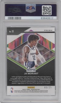 Ja Morant from the 2020-21 Panini Prizm set featuring a Mojo parallel graded by PSA and given an overall grade of 10.
