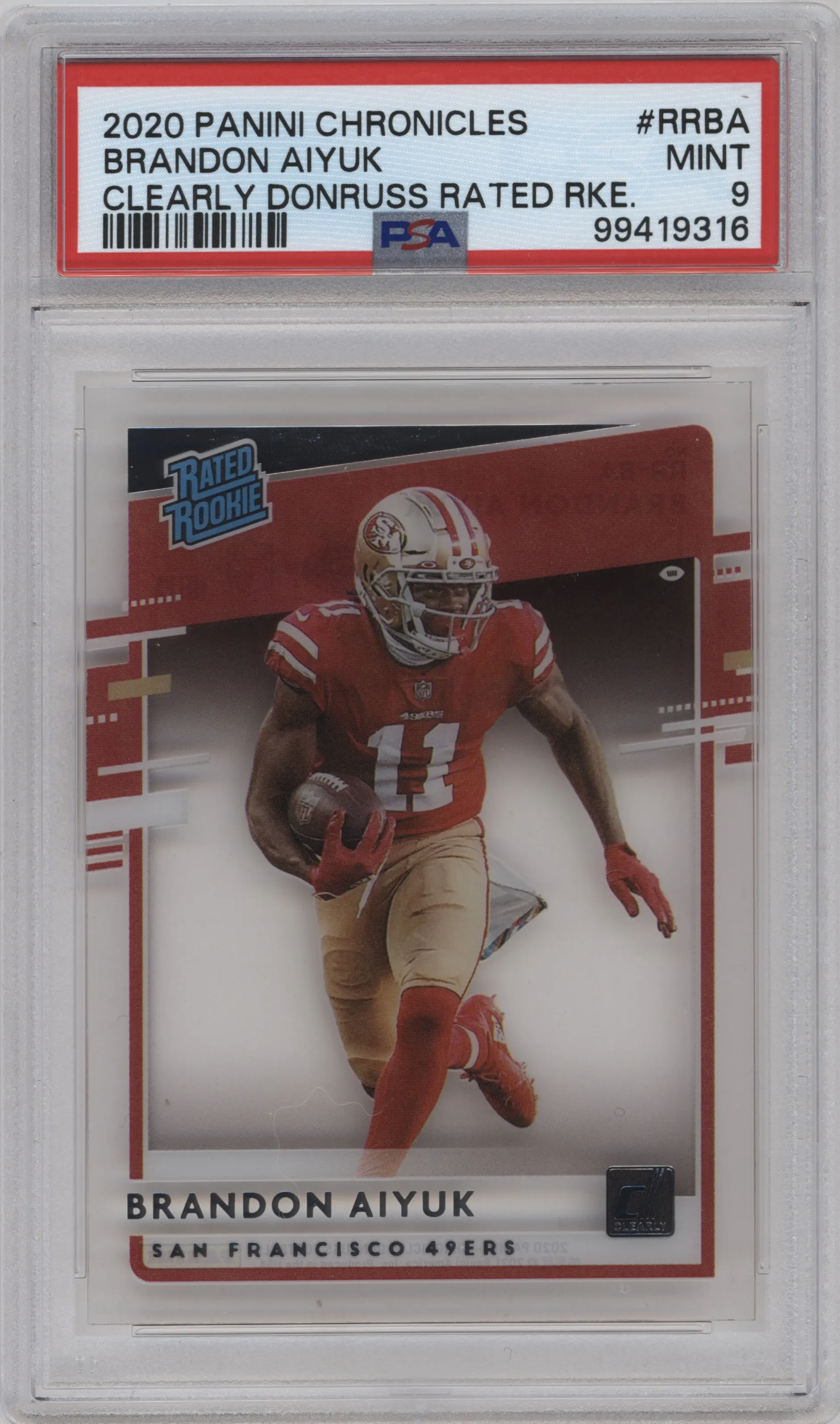 2020 Panini Chronicles Clearly Donruss Rtd.Rke. Brandon Aiyuk PSA 9